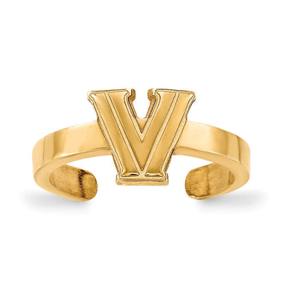 Vergoldet Sterlingsilber Logoart Villanova University Buchstabe V Zehenring