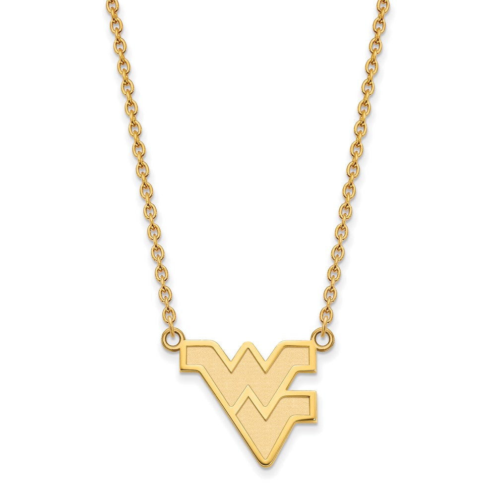 10K Gelbgold Logoart West Virginia University W V Groß Anhänger 18 Zoll Halskette