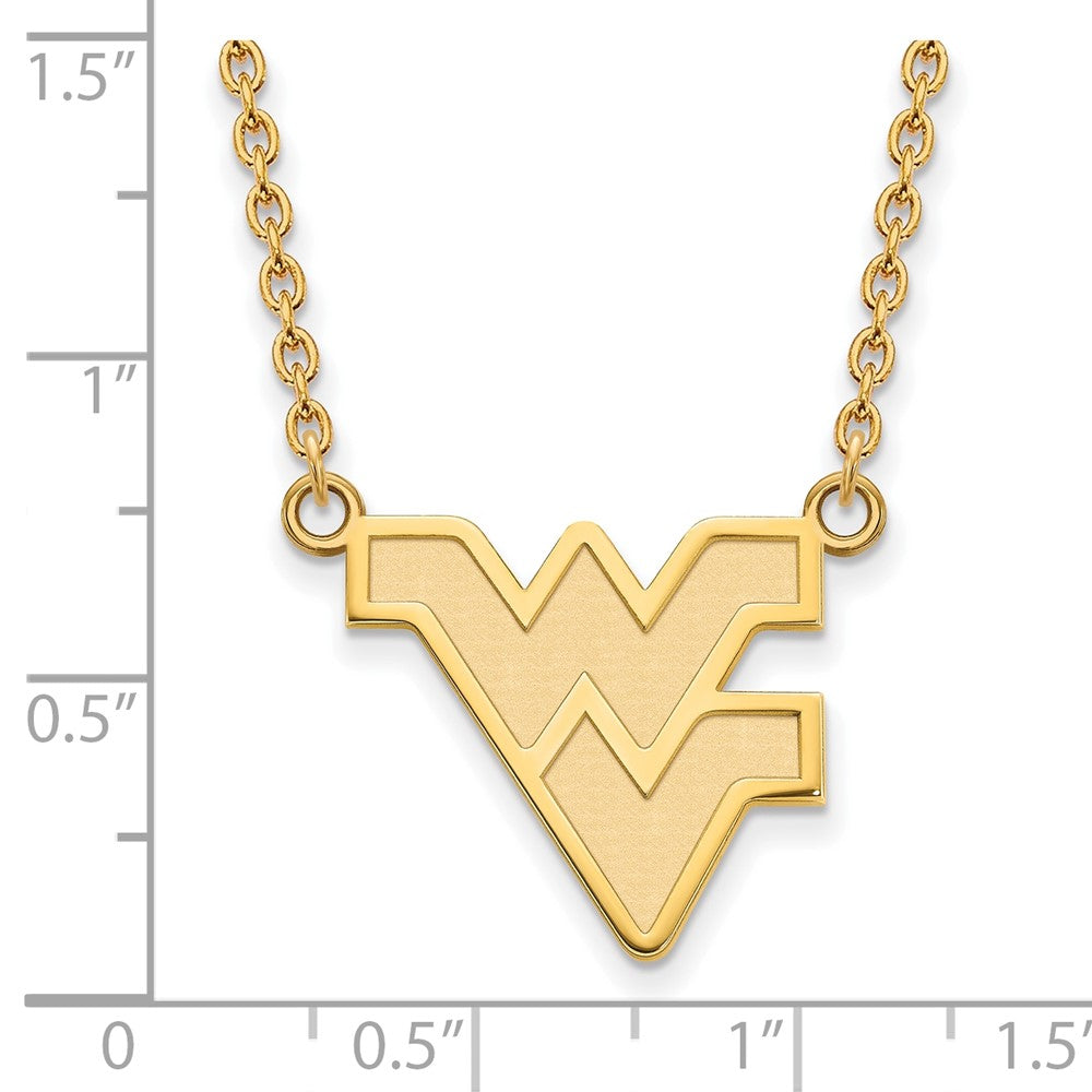 10K Gelbgold Logoart West Virginia University W V Groß Anhänger 18 Zoll Halskette