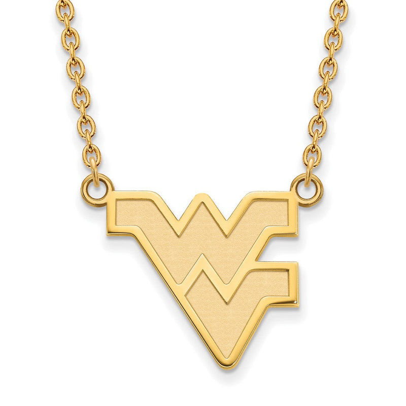 Vergoldet Sterlingsilber Logoart West Virginia University W V Groß Anhänger 18 Zoll Halskette