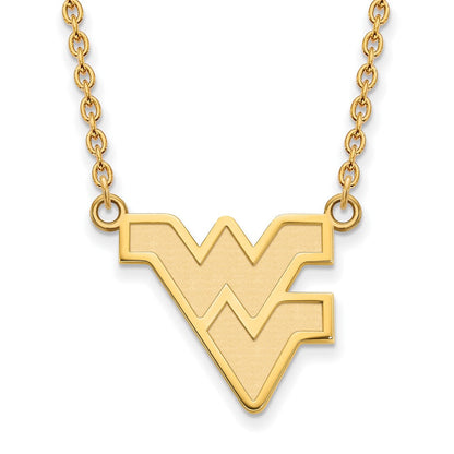 10K Gelbgold Logoart West Virginia University W V Groß Anhänger 18 Zoll Halskette