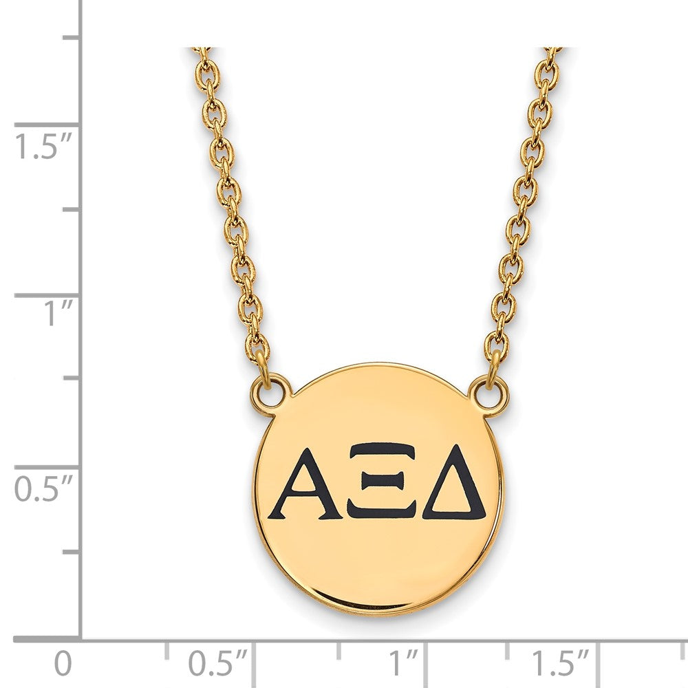 Vergoldet Sterlingsilber Logoart Alpha Xi Delta Sorority Greek Buchstaben Groß Schwarz Emaille Anhänger 18 Zoll Halskette