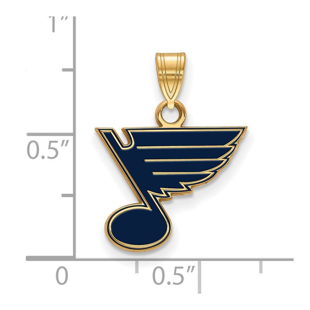 Vergoldet Sterlingsilber Nhl Logoart St. Louis Blues Klein Emailliert Anhänger
