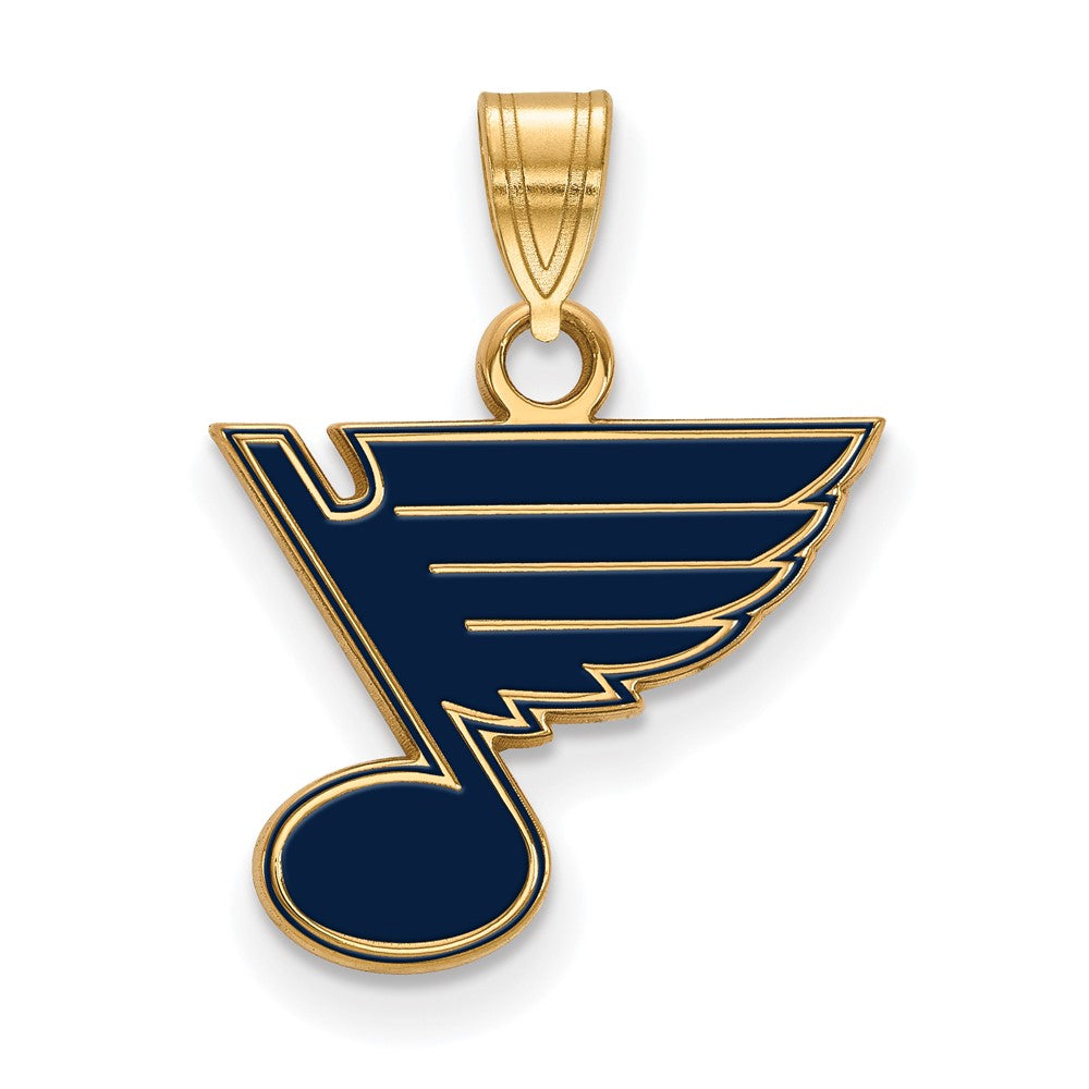 Vergoldet Sterlingsilber Nhl Logoart St. Louis Blues Klein Emailliert Anhänger