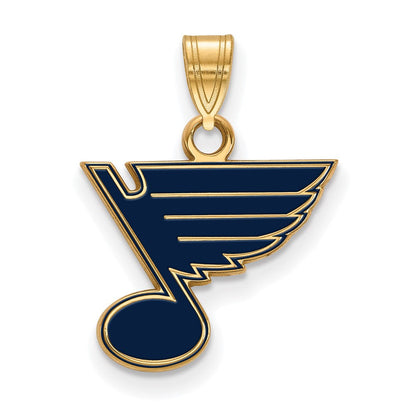 Vergoldet Sterlingsilber Nhl Logoart St. Louis Blues Klein Emailliert Anhänger