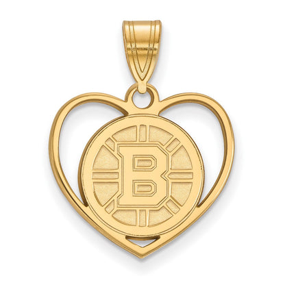 Vergoldet Sterlingsilber Nhl Logoart Boston Bruins Herz Anhänger