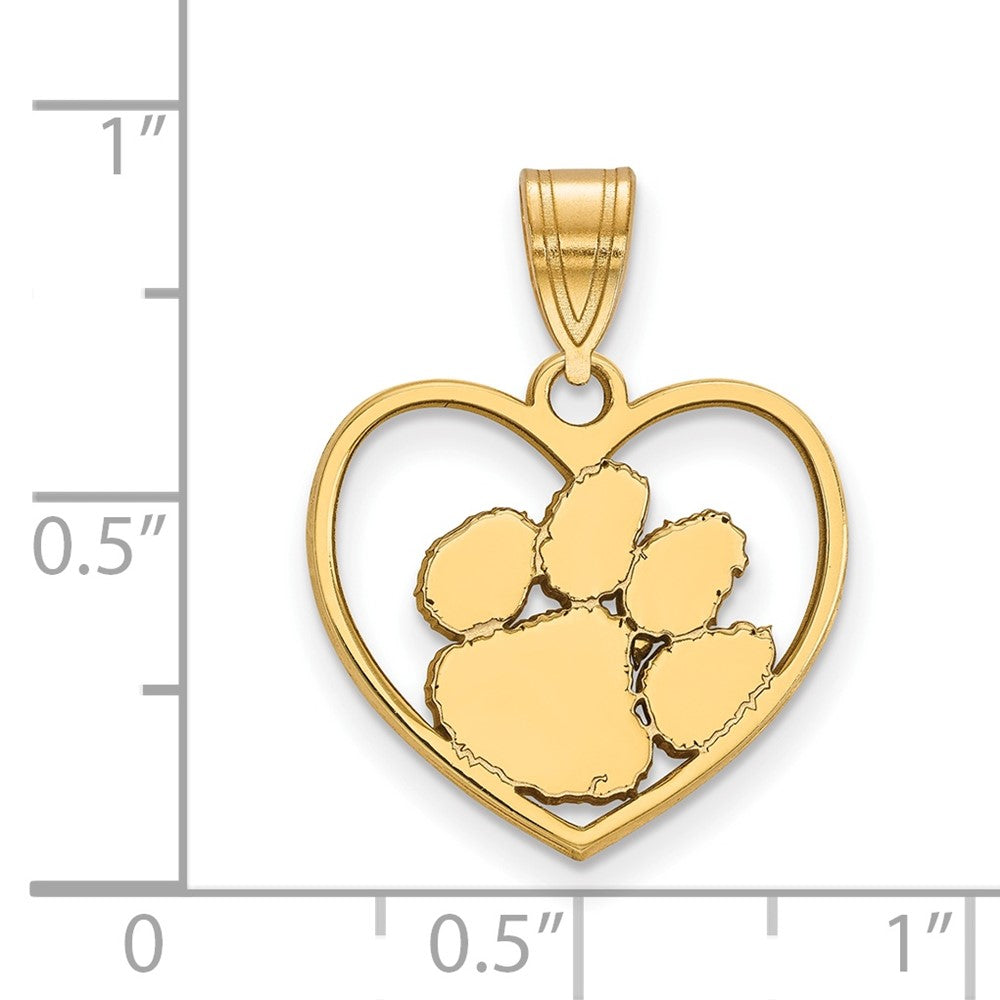 Vergoldet Sterlingsilber Logoart Clemson University Tiger Paw Herz Anhänger