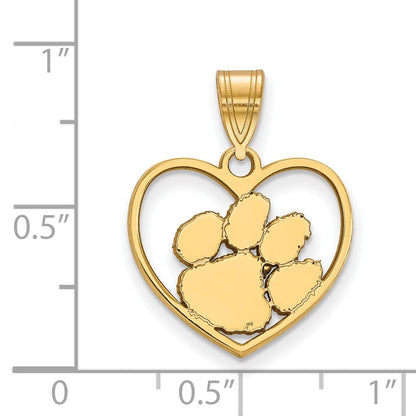 Vergoldet Sterlingsilber Logoart Clemson University Tiger Paw Herz Anhänger