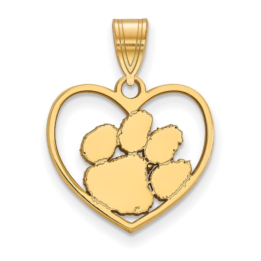 Vergoldet Sterlingsilber Logoart Clemson University Tiger Paw Herz Anhänger