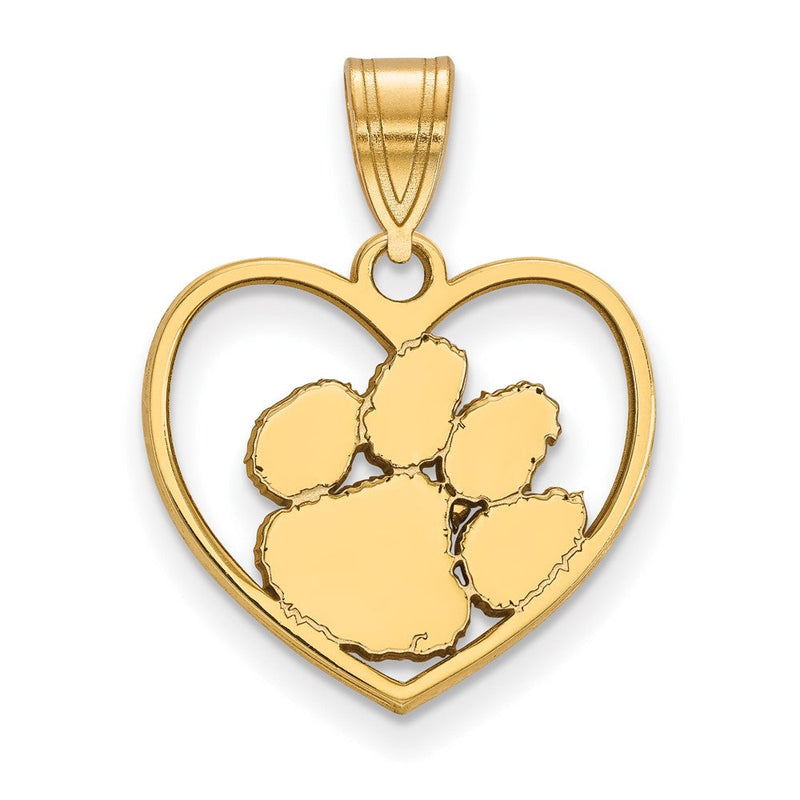 Vergoldet Sterlingsilber Logoart Clemson University Tiger Paw Herz Anhänger
