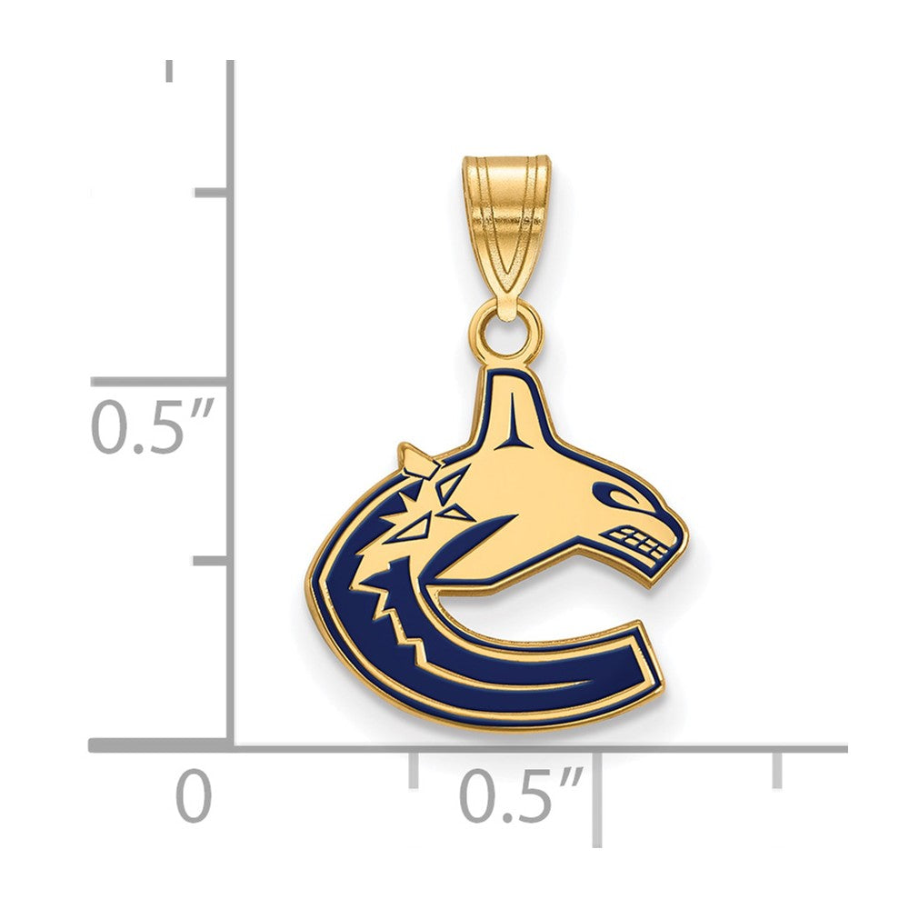 Vergoldet Sterlingsilber Nhl Logoart Vancouver Canucks Klein Emailliert Anhänger