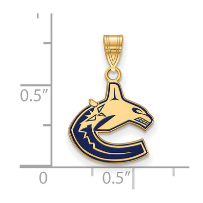 Vergoldet Sterlingsilber Nhl Logoart Vancouver Canucks Klein Emailliert Anhänger