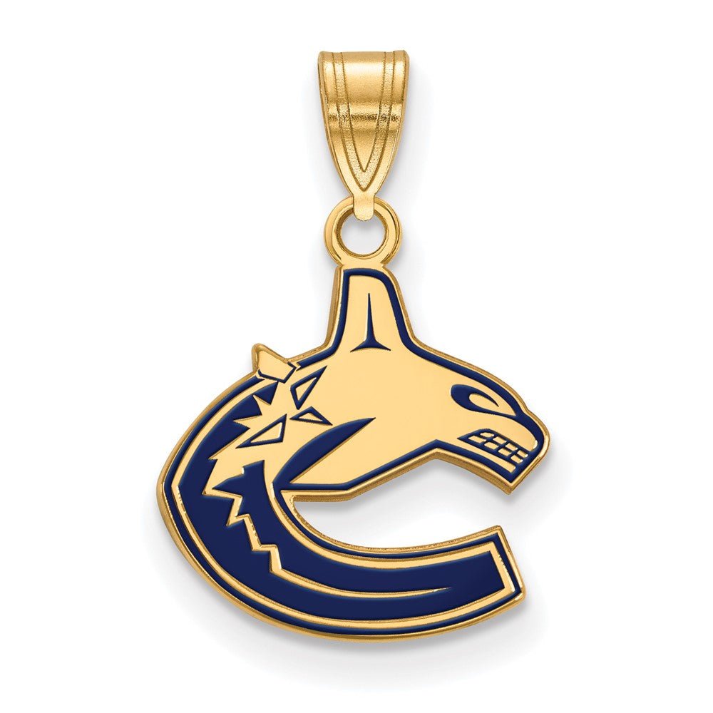 Vergoldet Sterlingsilber Nhl Logoart Vancouver Canucks Klein Emailliert Anhänger