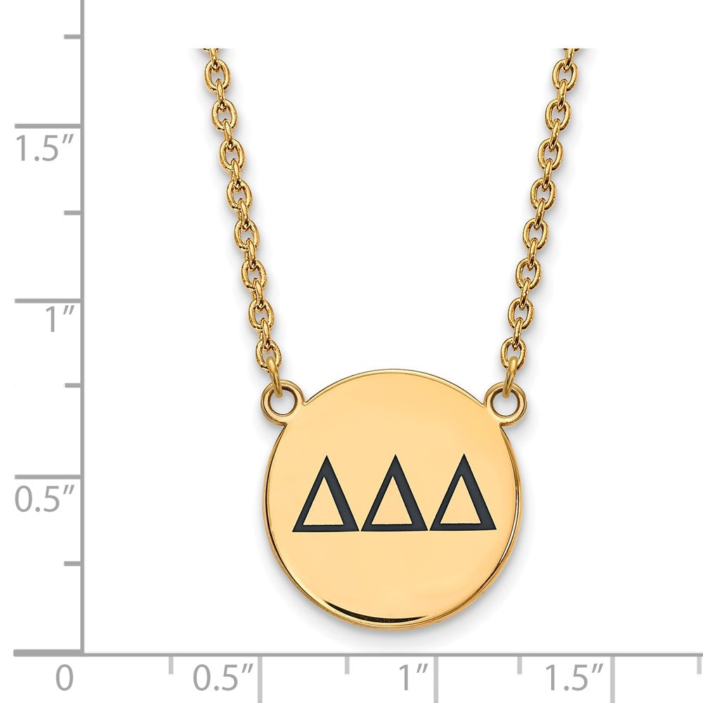 Vergoldet Sterlingsilber Logoart Delta Sorority Greek Buchstaben Groß Schwarz Emaille Anhänger 18 Zoll Halskette