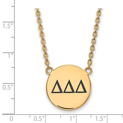 Vergoldet Sterlingsilber Logoart Delta Sorority Greek Buchstaben Groß Schwarz Emaille Anhänger 18 Zoll Halskette