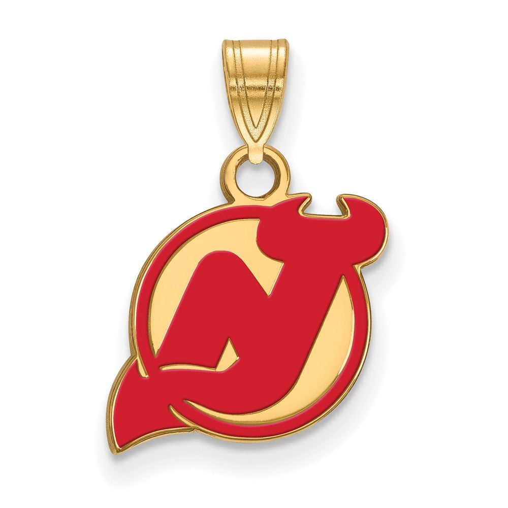 Vergoldet Sterlingsilber Nhl Logoart New Trikot Devils Klein Emailliert Anhänger