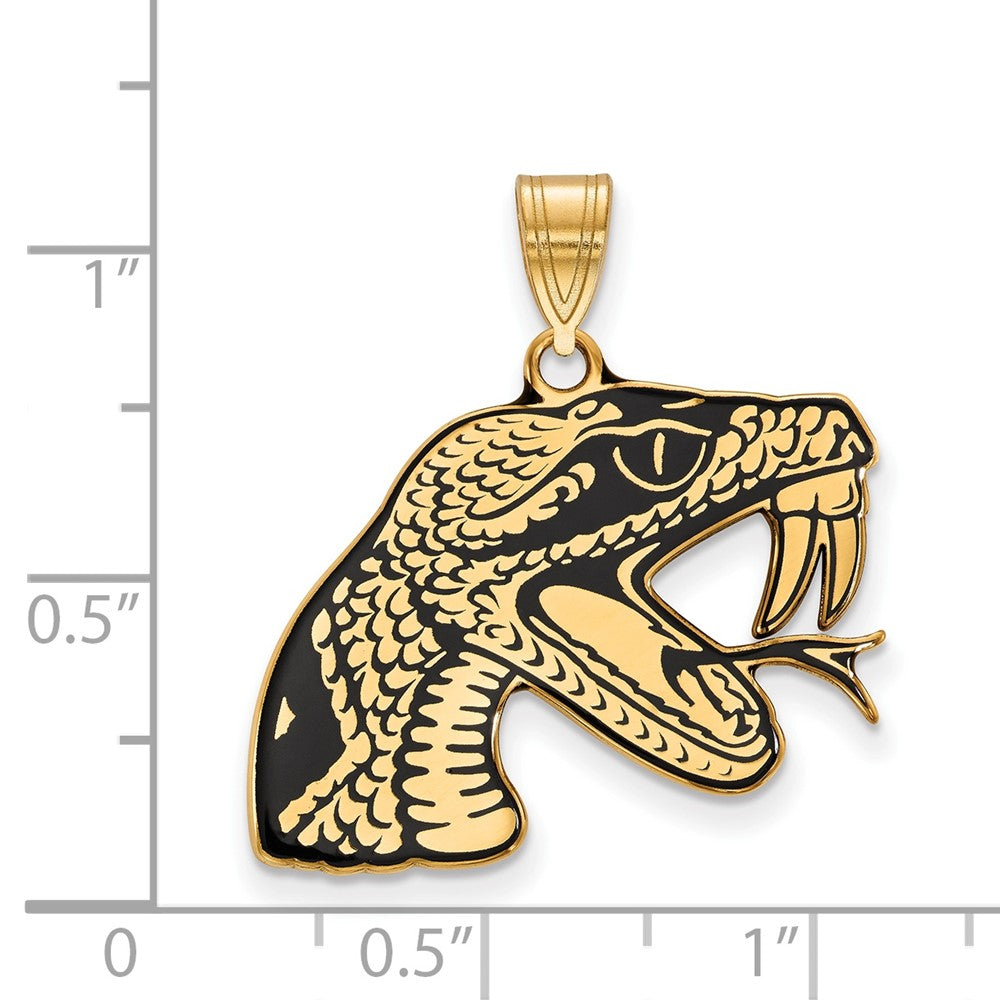 Vergoldet Sterlingsilber Logoart Florida A und M University Rattler Groß Emailliert Anhänger