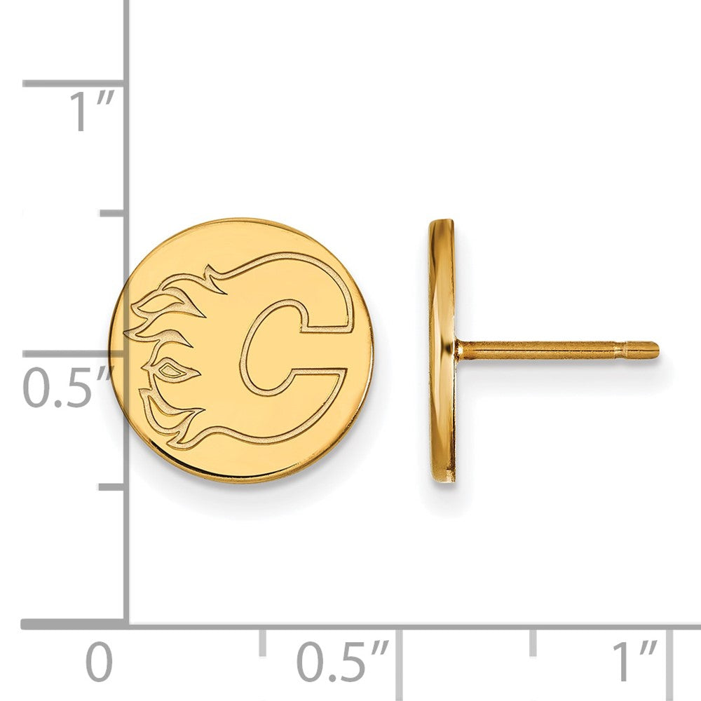 Vergoldet Sterlingsilber Nhl Logoart Calgary Flames Klein Plättchen Ohrstecker
