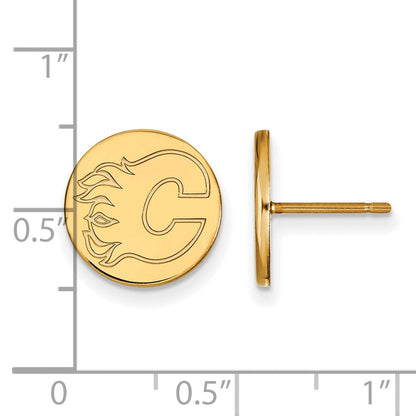 Vergoldet Sterlingsilber Nhl Logoart Calgary Flames Klein Plättchen Ohrstecker