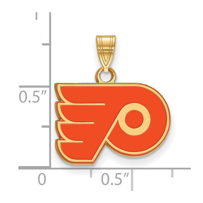 Vergoldet Sterlingsilber Nhl Logoart Philadelphia Flyers Klein Emaille Anhänger
