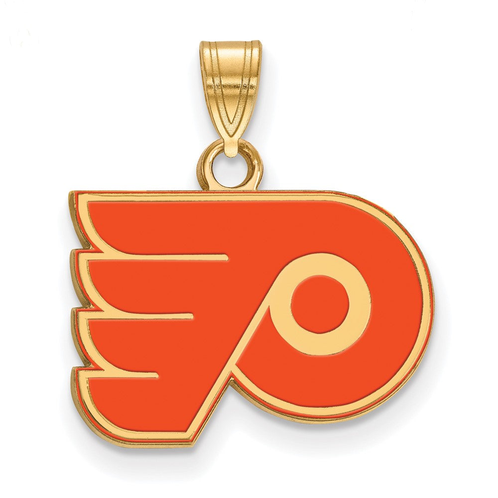 Vergoldet Sterlingsilber Nhl Logoart Philadelphia Flyers Klein Emaille Anhänger