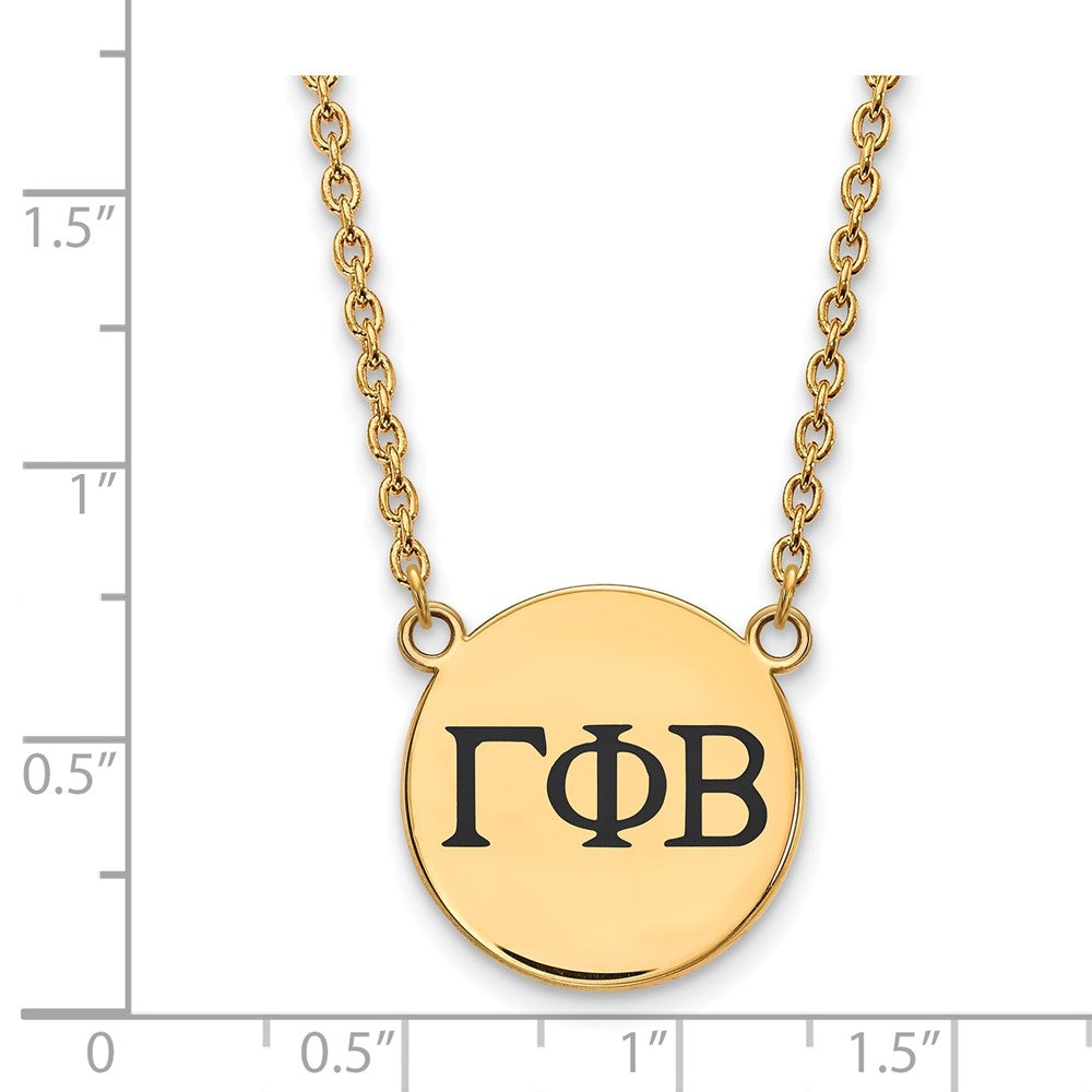 Vergoldet Sterlingsilber Logoart Gamma Phi Beta Sorority Greek Buchstaben Groß Schwarz Emaille Anhänger 18 Zoll Halskette