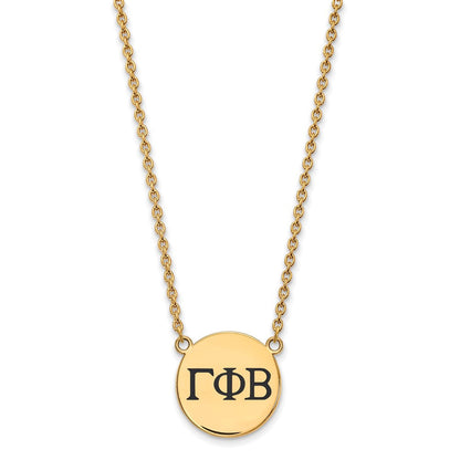 Vergoldet Sterlingsilber Logoart Gamma Phi Beta Sorority Greek Buchstaben Groß Schwarz Emaille Anhänger 18 Zoll Halskette
