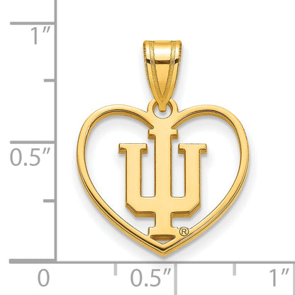Vergoldet Sterlingsilber Logoart Indiana University I U Herz Anhänger
