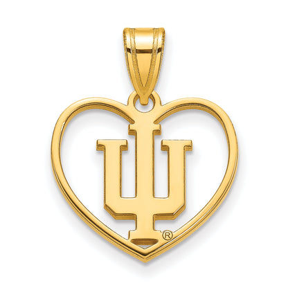 Vergoldet Sterlingsilber Logoart Indiana University I U Herz Anhänger