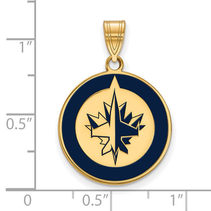 Vergoldet Sterlingsilber Nhl Logoart Winnipeg Jets Groß Emailliert Anhänger