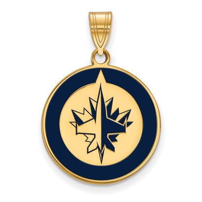 Vergoldet Sterlingsilber Nhl Logoart Winnipeg Jets Groß Emailliert Anhänger