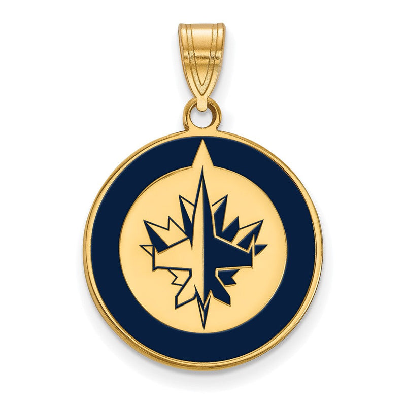Vergoldet Sterlingsilber Nhl Logoart Winnipeg Jets Groß Emailliert Anhänger