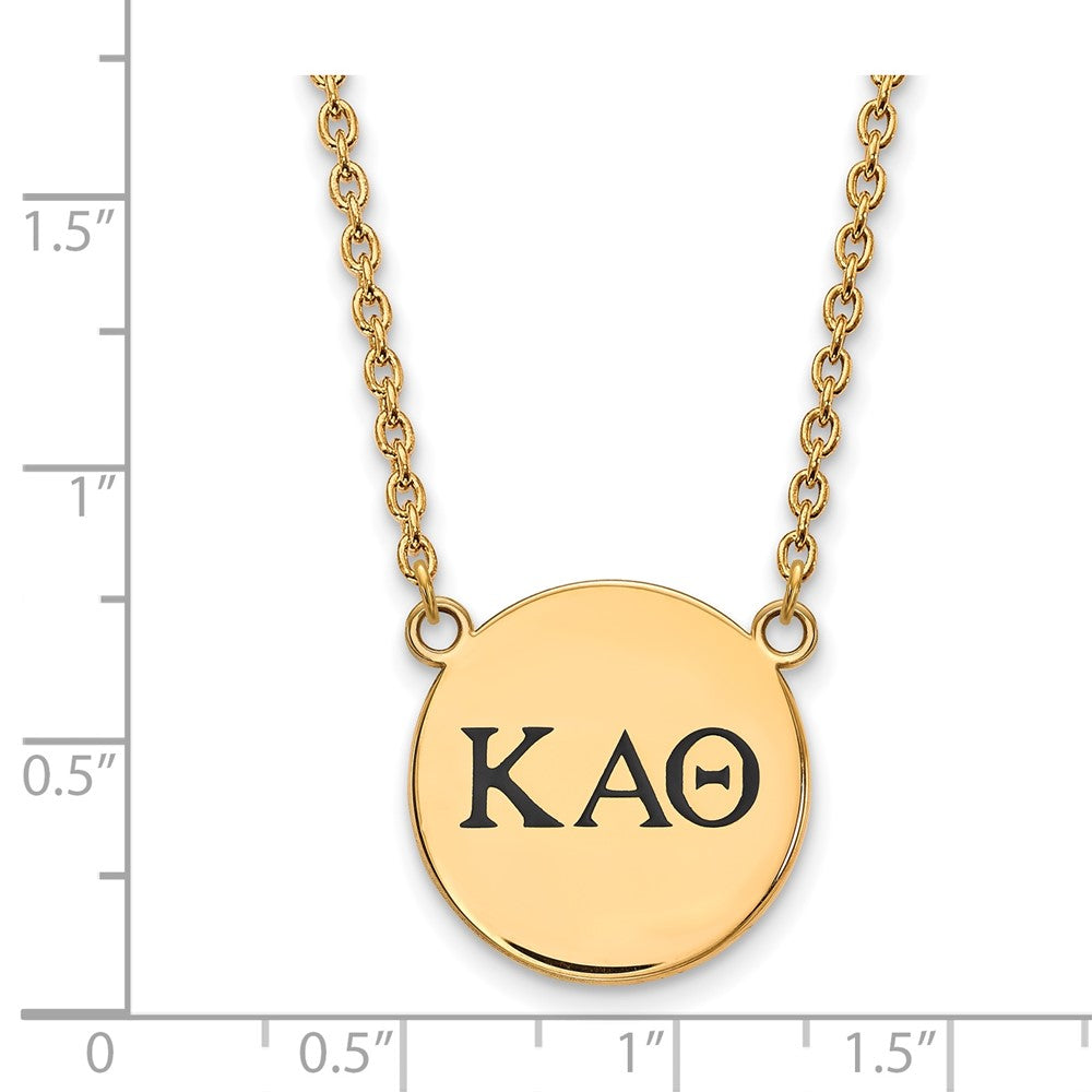Vergoldet Sterlingsilber Logoart Kappa Alpha Theta Sorority Greek Buchstaben Groß Schwarz Emaille Anhänger 18 Zoll Halskette