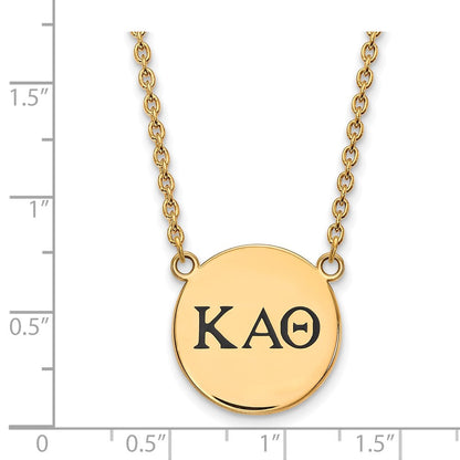Vergoldet Sterlingsilber Logoart Kappa Alpha Theta Sorority Greek Buchstaben Groß Schwarz Emaille Anhänger 18 Zoll Halskette