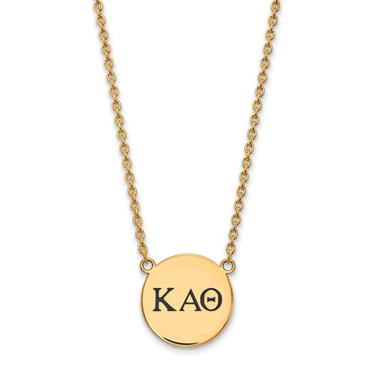 Vergoldet Sterlingsilber Logoart Kappa Alpha Theta Sorority Greek Buchstaben Groß Schwarz Emaille Anhänger 18 Zoll Halskette