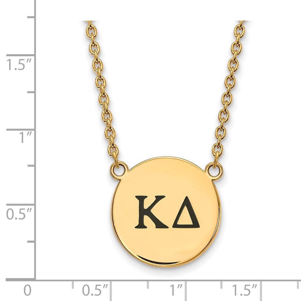 Vergoldet Sterlingsilber Logoart Kappa Delta Sorority Greek Buchstaben Groß Schwarz Emaille Anhänger 18 Zoll Halskette