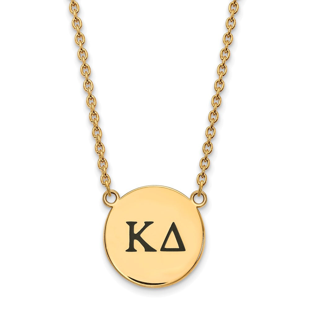 Vergoldet Sterlingsilber Logoart Kappa Delta Sorority Greek Buchstaben Groß Schwarz Emaille Anhänger 18 Zoll Halskette
