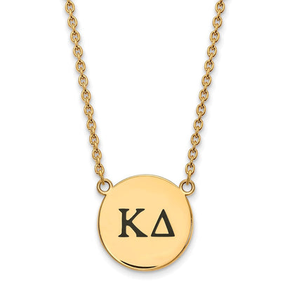 Vergoldet Sterlingsilber Logoart Kappa Delta Sorority Greek Buchstaben Groß Schwarz Emaille Anhänger 18 Zoll Halskette
