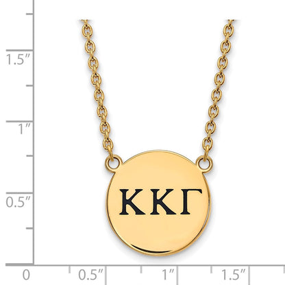 Vergoldet Sterlingsilber Logoart Kappa Gamma Sorority Greek Buchstaben Groß Schwarz Emaille Anhänger 18 Zoll Halskette