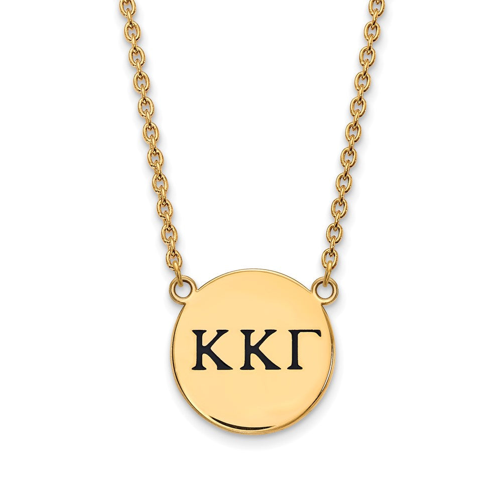Vergoldet Sterlingsilber Logoart Kappa Gamma Sorority Greek Buchstaben Groß Schwarz Emaille Anhänger 18 Zoll Halskette