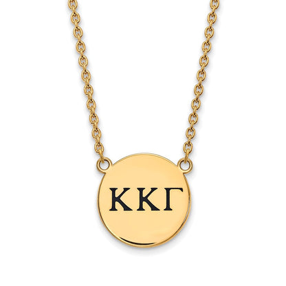 Vergoldet Sterlingsilber Logoart Kappa Gamma Sorority Greek Buchstaben Groß Schwarz Emaille Anhänger 18 Zoll Halskette