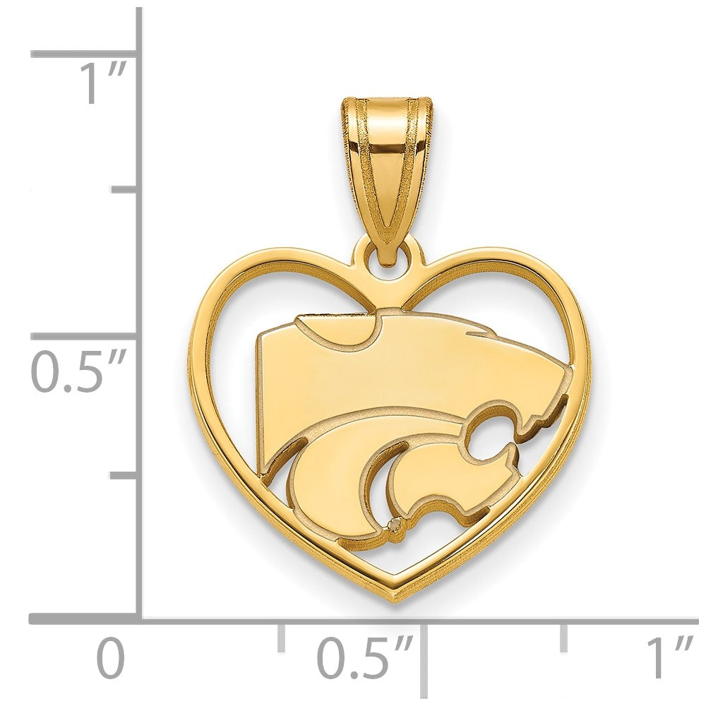 Vergoldet Sterlingsilber Logoart Kansas State University Wildkatze Herz Anhänger