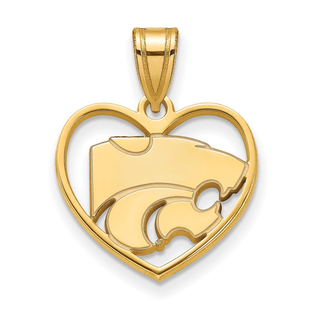 Vergoldet Sterlingsilber Logoart Kansas State University Wildkatze Herz Anhänger