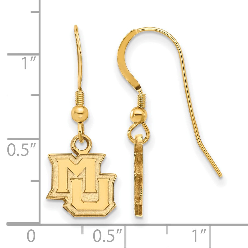 Vergoldet Sterlingsilber Logoart Marquette University M U Extra Klein Hängend Draht Ohrringe