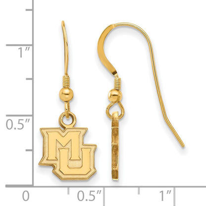 Vergoldet Sterlingsilber Logoart Marquette University M U Extra Klein Hängend Draht Ohrringe
