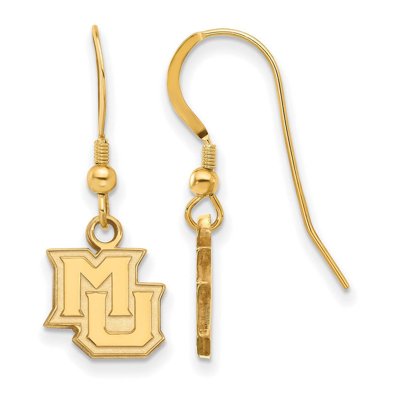 Vergoldet Sterlingsilber Logoart Marquette University M U Extra Klein Hängend Draht Ohrringe