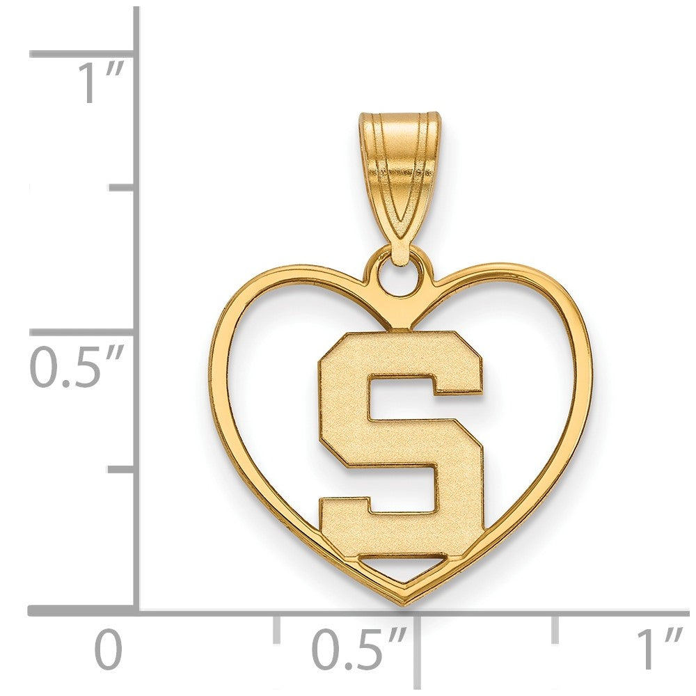 Vergoldet Sterlingsilber Logoart Michigan State University Buchstabe S Herz Anhänger