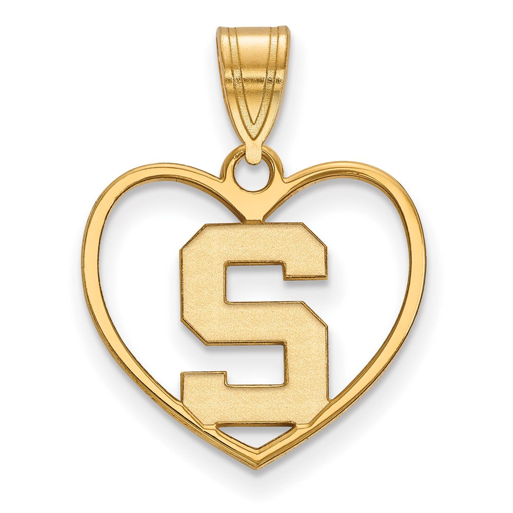 Vergoldet Sterlingsilber Logoart Michigan State University Buchstabe S Herz Anhänger