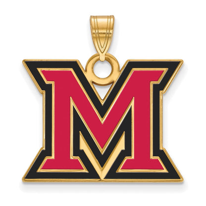Vergoldet Sterlingsilber Logoart Miami University Ohio Buchstabe M Groß Emailliert Anhänger