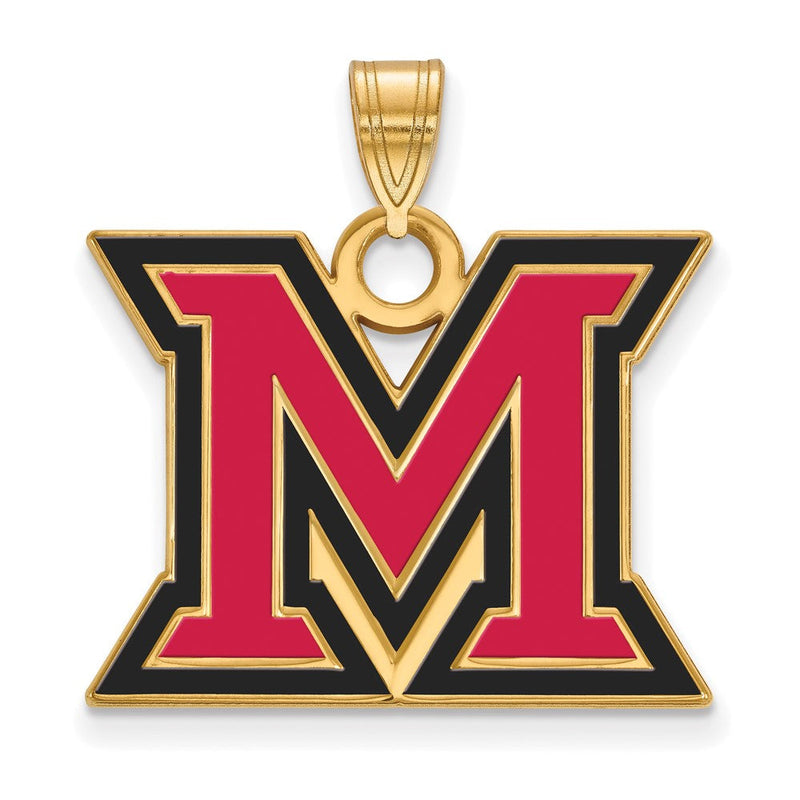 Vergoldet Sterlingsilber Logoart Miami University Ohio Buchstabe M Groß Emailliert Anhänger